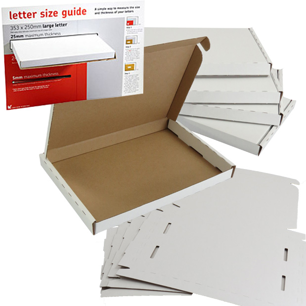 Dimensions of C-series large letter boxes showing 25mm thickness limit.